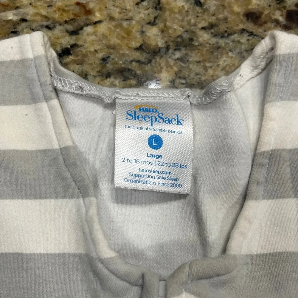 Halo SleepSack 2 Pack Gray Stripe Elephant Solid Gray Large 12-18 Months Cotton